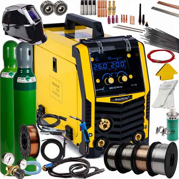 Svařovací stroj Magnum Mig 212 Alu Cu Synergie Mag Mma Tig Flux 200A 230V SET2