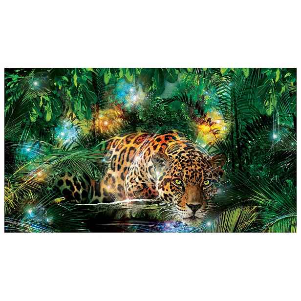 Tapeta Leopard v tropech vinyl 312x219 Zelená exotika na zdi lepidlo