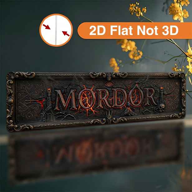 TEMU 2D plochý - 1 ks 2D plochá kovová nástěnná dekorace, LOTR Mordor praskající láva efekt vintage kovová plaketa, nástěnné umění ve tmavém stylu
