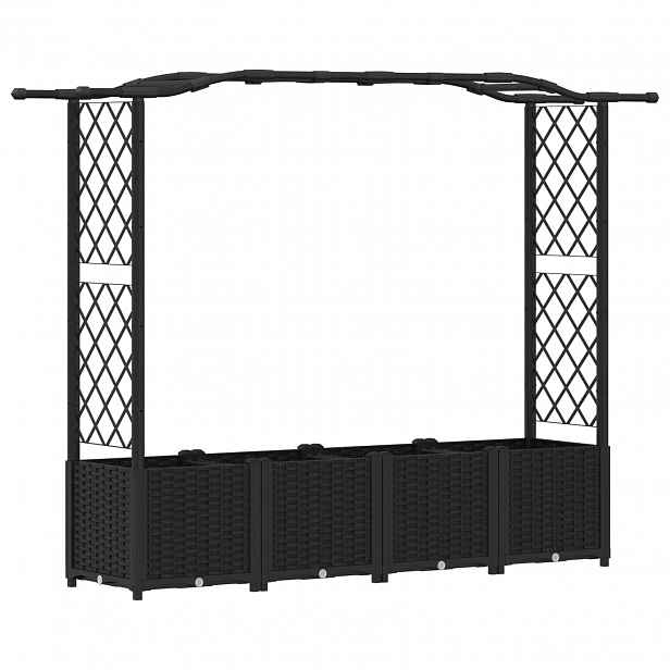 vidaXL Vyvýšený záhon s treláží a střechou Černá 204 x 40 x 138 cm PP