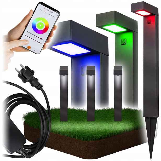 Zahradní zapichovací lampy Led sloupky do zahrady 3x Sloupek lampa aplikace Smart