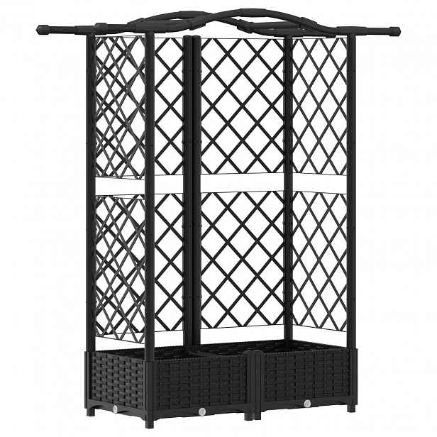 vidaXL Vyvýšený záhon s treláží a střechou Černá 124 x 40 x 123 cm PP