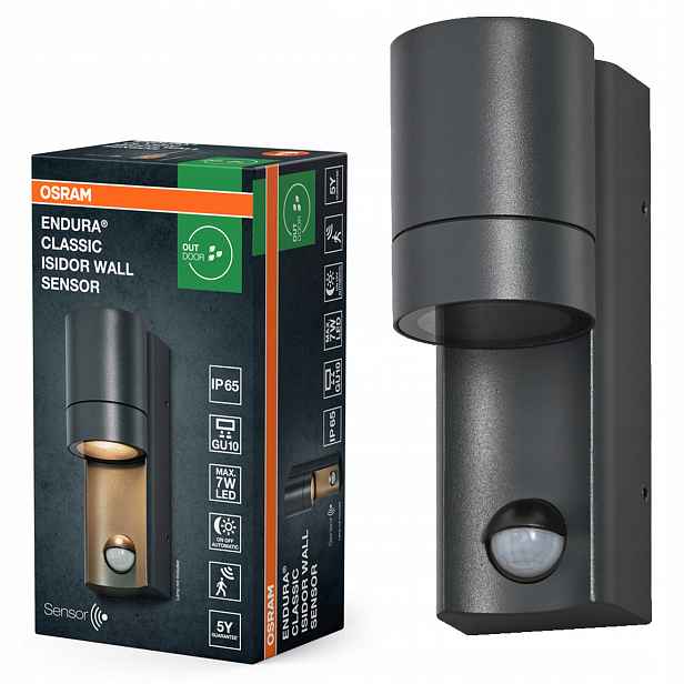 Zahradní nástěnné svítidlo Venkovní fasádní lampa GU10 IP65 Snímač pohybu Osram