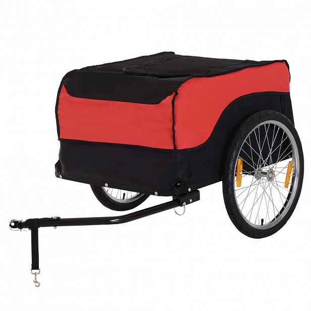 HOMCOM PŘÍVĚS NA KOLO, ocel, červená/černá, 130L x 77B x 65H cm