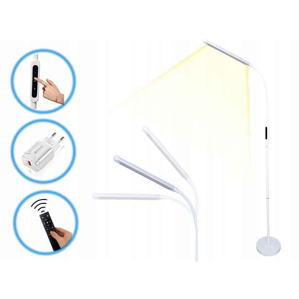 Led Stojací Podlahová Lampa Bílá Stolní Lampa Noční Usb Dálkový Ovladač Napájecí Adaptér
