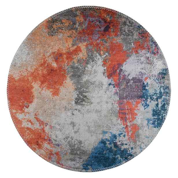 Modro-oranžový pratelný kulatý koberec ø 80 cm – Vitaus