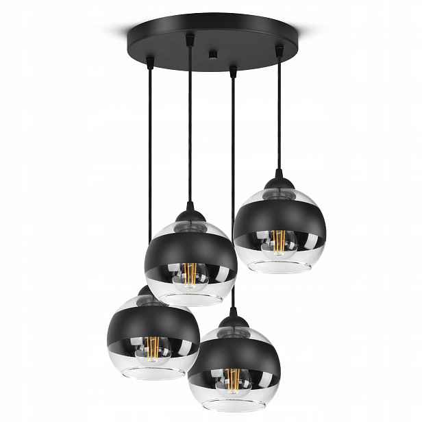 Závěsná stropní lampa Lustr Černá Skleněné Koule Černý Belt EZ4 Led E27