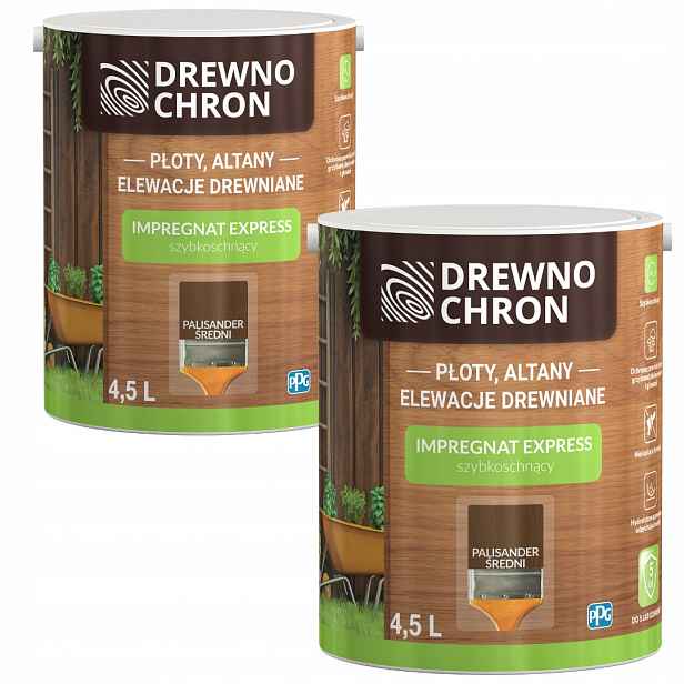 Set Drewnochron Express 2x4,5L Impregnat Na Dřevo Palisandr Střední 9L