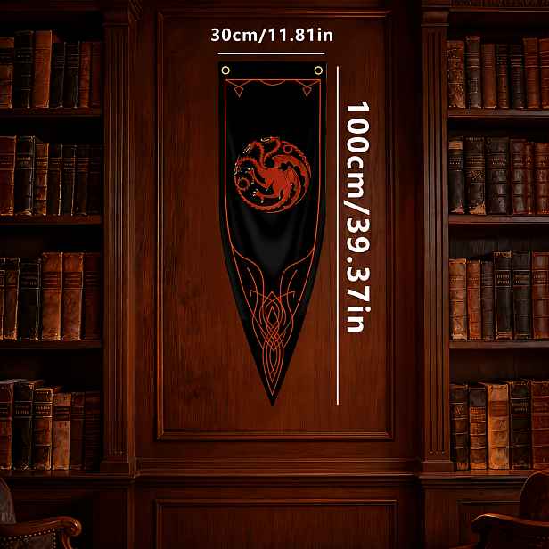 TEMU Vlajka , rod Targaryen, rod Stark, Ravenclaw, dekorativní praporek, středověký fantasy styl, nástěnná dekorace do ložnice a obývacího pokoje,