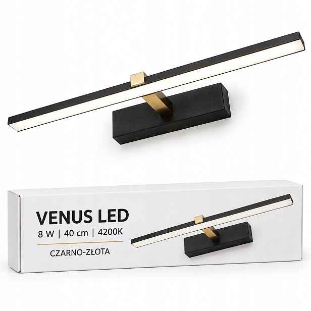 Venus 8W 40cm černo-zlatá Led lampa nad zrcadlo 4200K IP44 580lm koupelna