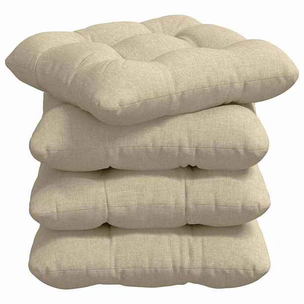 vidaXL Polštáře na sedadla 4 ks Textil Krémová 40 x 40 x 12 cm