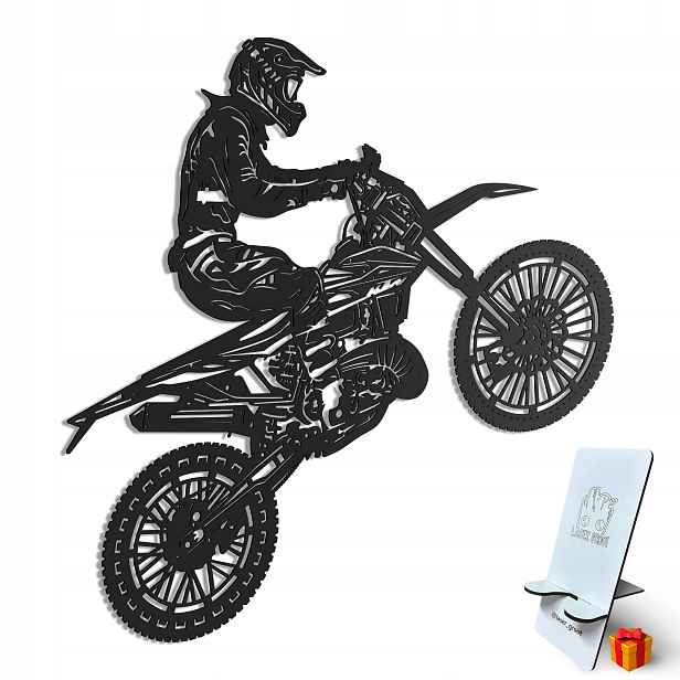Dřevěný 3D obraz Motocross Nástěnná Dekorace Dárek XL