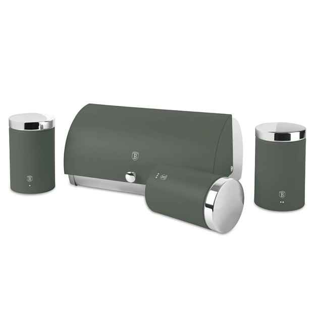BERLINGERHAUS Chlebník a sada dóz na potraviny 4 ks Matte Green Collection BH-6833