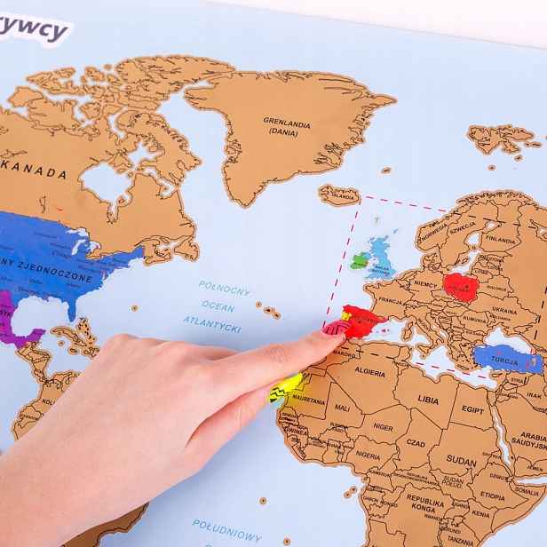 (hs) Stírací Mapa objevitele Svět (pl) Originál!