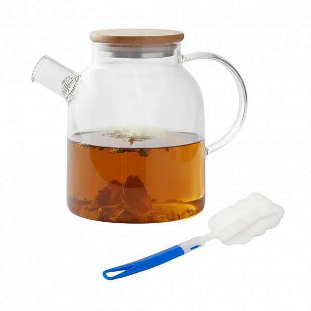 Relaxdays ČAJNÍK Transparentní borosilikátové sklo 1,8 l