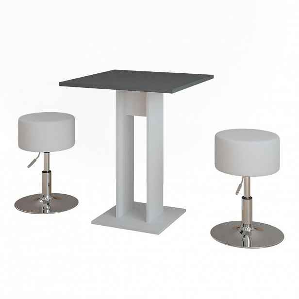 Vicco JÍDELNÍ STŮL SESTAVA Repose Bílá/antracitová 65 x 65 cm se 2 stoličkami