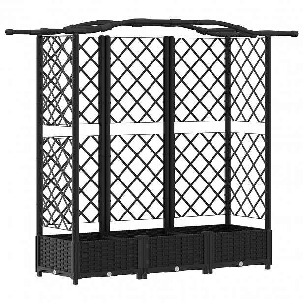vidaXL Vyvýšený záhon s treláží a střechou Černá 163 x 40 x 123 cm PP