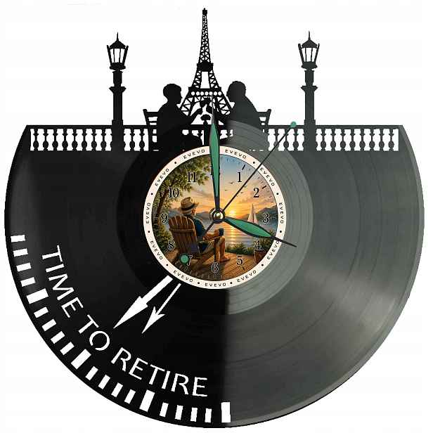 Čas na odchod do důchodu Nápad na Dárek Nástěnná Dekorace z vinylové desky