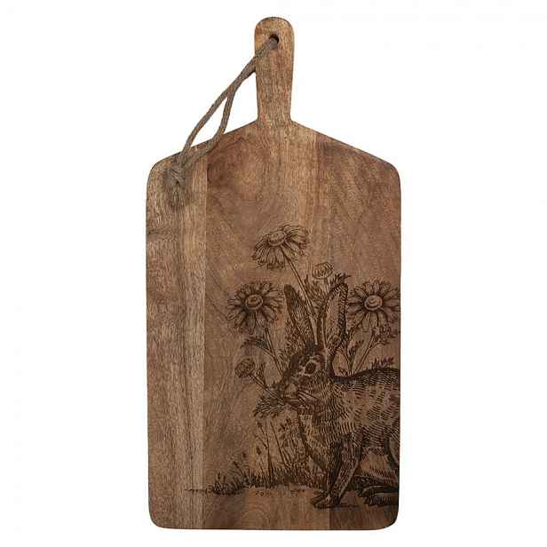 Dřevěné servírovací prkénko s králíkem Board Wood Rabbit - 25*2*50 cm Clayre & Eef