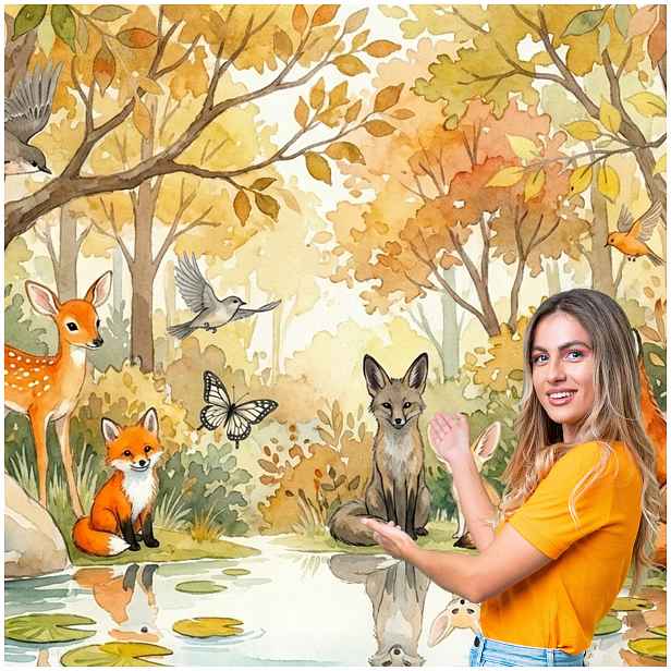 Fototapeta Pro Děti Les Zvířata Liška Srnka 392x260 DD19W