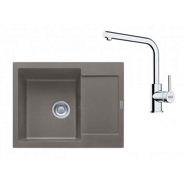 Franke - Kuchyňský set G257ŠK, fragranitový dřez MRG 611-62 a baterie FS 3230.031, šedý kámen/chrom 114.0700.716