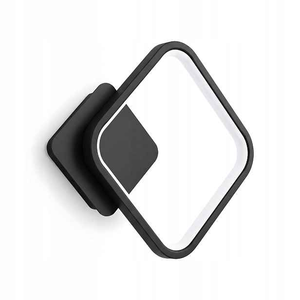 Nástěnná Lampa Čtvercová, Černá, Led Loftová, Minimalistická, Teplá