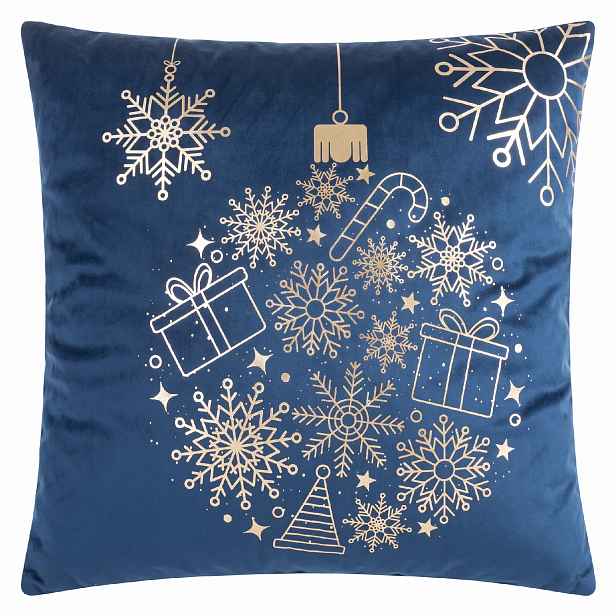 Vánoční povlak na polštář TALVI modrý 45×45 cm