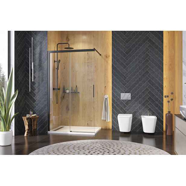 WELLNESS BLACK K2 100 WALK-IN s posuvným dílem 97,5-100cm, sklo 6mm