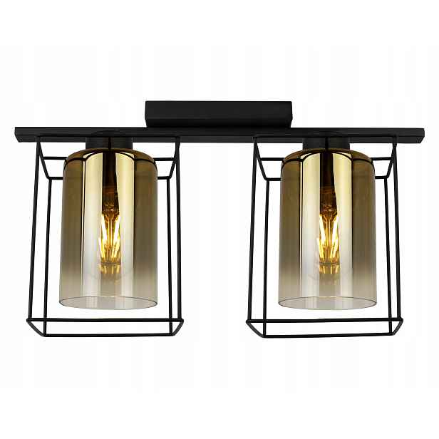 Závěsné Stropní Svítidlo Lustr Černá Glamour Skleněná Zlatá Dvojitá Loft