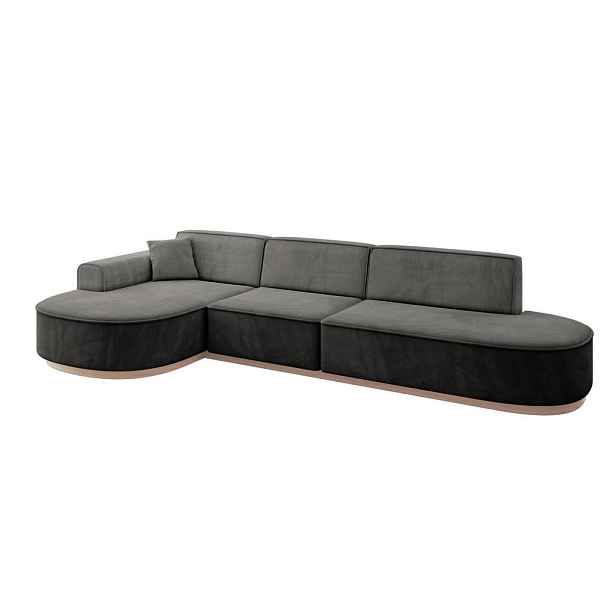 ALTDECOR ROHOVÁ SEDAČKA s otomanem, levá MARI-L2-v1 328x171x83 Tmavě šedá Velur