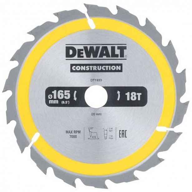 DeWALT - Pilový kotouč 165x20 mm, 18 zubů DT1933