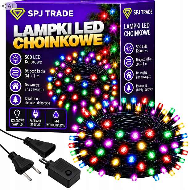 Vánoční Osvětlení Na Stromeček Venkovní 500 Led Multicolor Vánoční 34 M Vnitřní