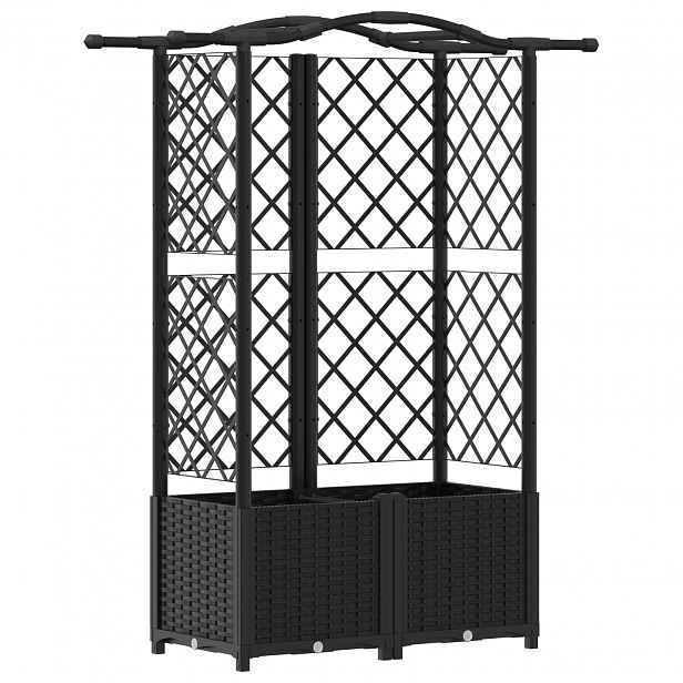 vidaXL Vyvýšený záhon s treláží a střechou Černá 122 x 40 x 138 cm PP