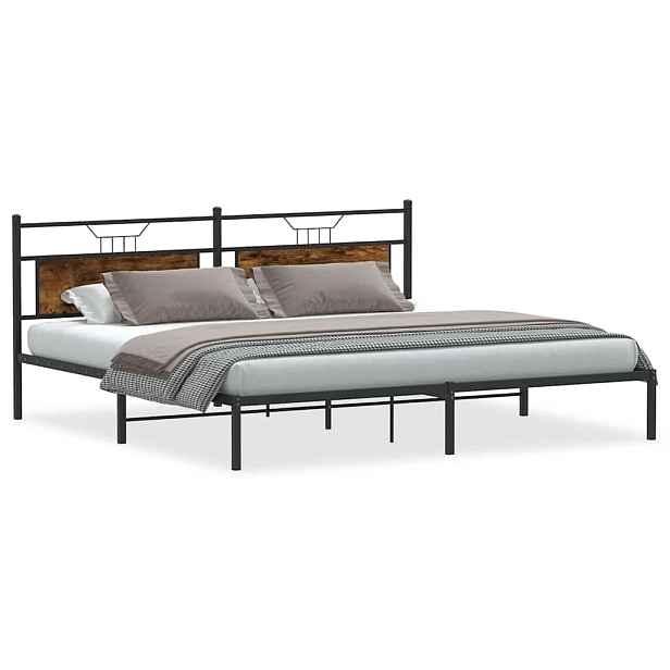 vidaXL Rám postele bez matrace kouřový dub 200x200 cm kompozitní dřevo