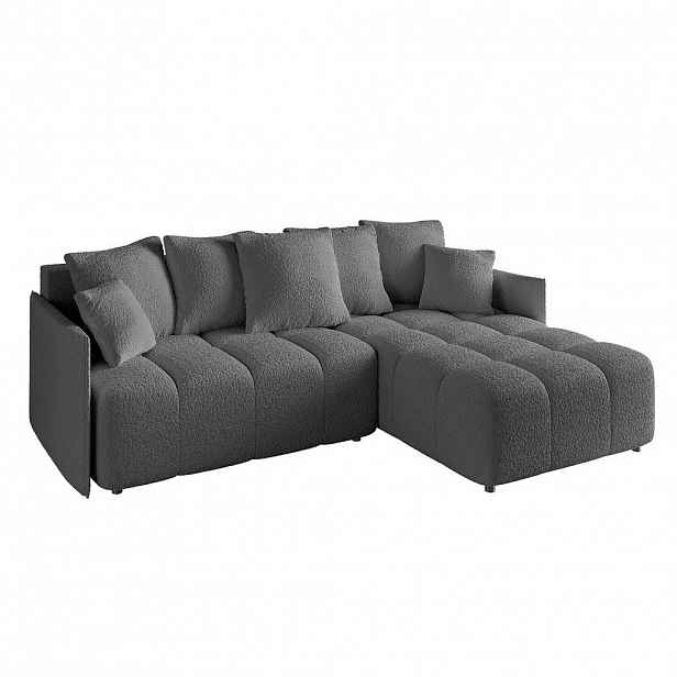 ALTDECOR ROHOVÁ SEDACÍ SOUPRAVA s otomanem vpravo LONLI-L 251x189x68 platinová barva, buklé