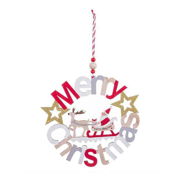 Dřevěná závěsná vánoční dekorace 23 cm Merry Christmas – Casa Selección