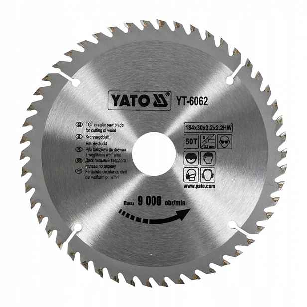 Kotoučová pila na dřevo Yato YT-6062 184x30x2,2 mm 50T s vidlicí