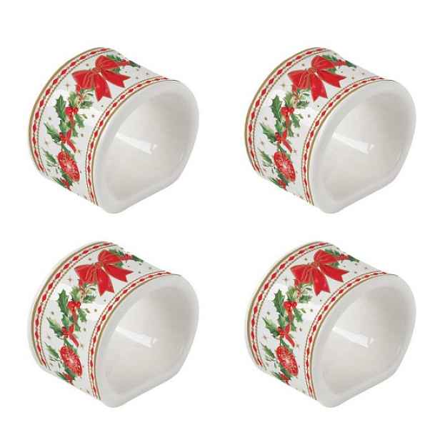 Sada 4 kroužků na ubrousky, porcelán, 4,5 cm, "Christmas Heritage" - E