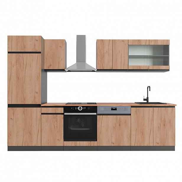 Vicco KUCHYŇSKÝ KOUT R-Line Zlatý dub power/antracit 300 cm , PD Dub