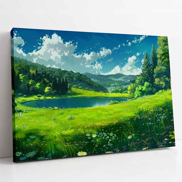 Obraz na plátně Louka u jezera, krajina do domu, pokoje, obýváku 80x60