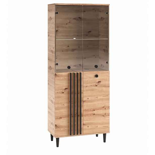 ADRK Vitrína Liva 80 cm černá/dub Artisan II