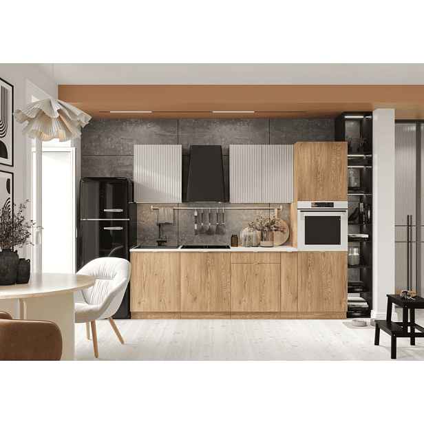 Artstolk Kuchyňská linka SOFIA B | dub cremona/béžová 260 cm Provedení: s pracovní deskou