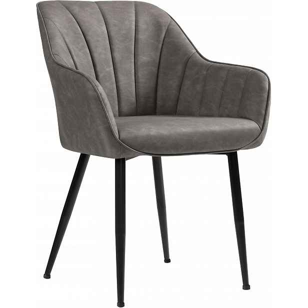 Jídelní židle do obývacího pokoje Křeslo Šedá Pu Loft Vintage