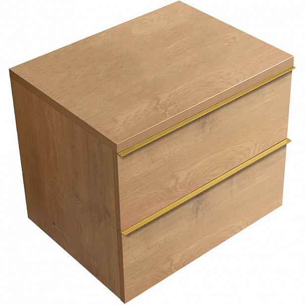 Koupelnová skříňka Velora - dub medový, úchytka zlatá + deska pod umyvadlo Navira Pro - 36 mm - 70x56,6x46,5 cm