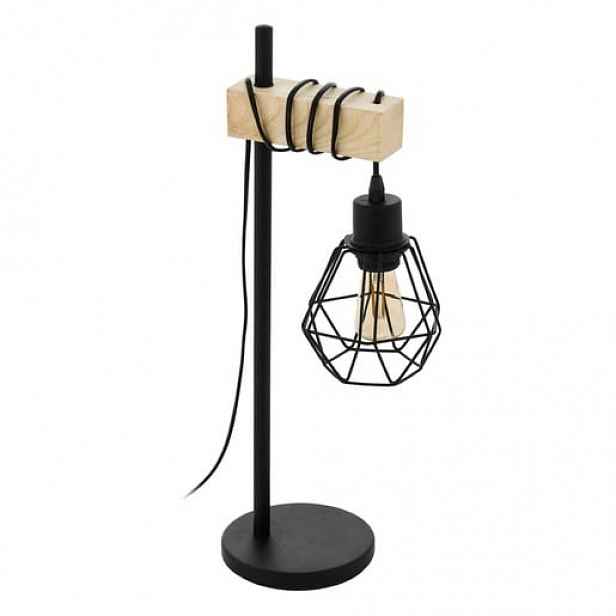 Stojací lampa Eglo černá, hnědá ocel, dřevo 44079