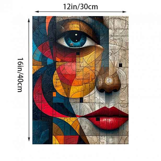 TEMU Abstraktní Ženská Tvář Umělecký Tisk na Plátno | Bezrámové Dekorace na Zeď 12x16" pro Obývací Pokoj, Ložnici, Domácí Kancelář | Vícebarevné
