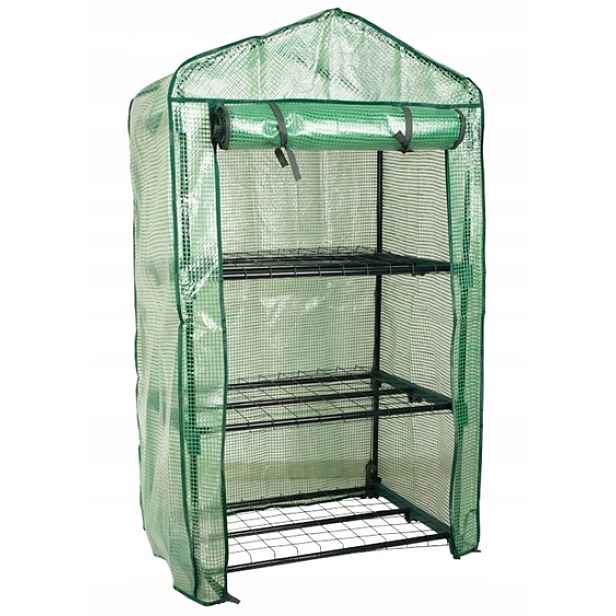 Zahradní balkonový miniskleník s poličkami 69x49x25 cm Zelený na zeleninu