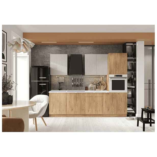 Artstolk Kuchyňská linka SOFIA B | dub cremona/béžová 260 cm Provedení: bez pracovní desky