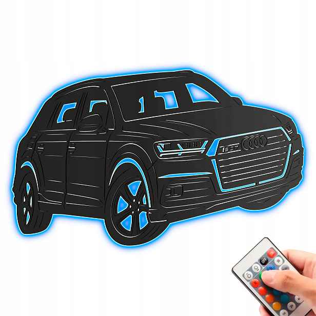Audi SQ7 Dřevěný 3D obraz Noční Lampa Led dálkové ovládání Nástěnná Dekorace