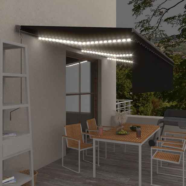 Automatická markýza s roletou a LED světlem 500x300 cm Dekorhome Antracit